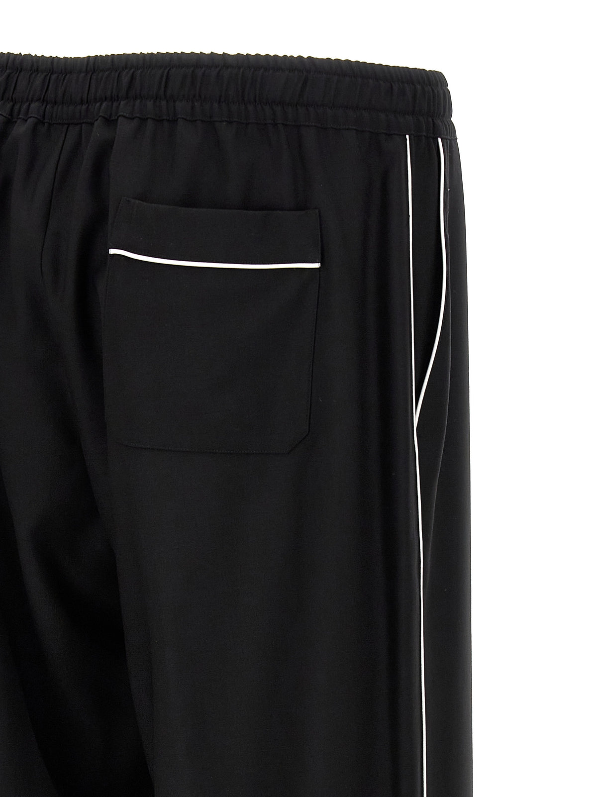 Pantalones Casuales De Lana Virgen Negros De Dolce & Gabbana