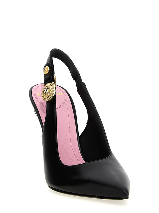 Zapatos de tacón de piel de becerro negros Balmain