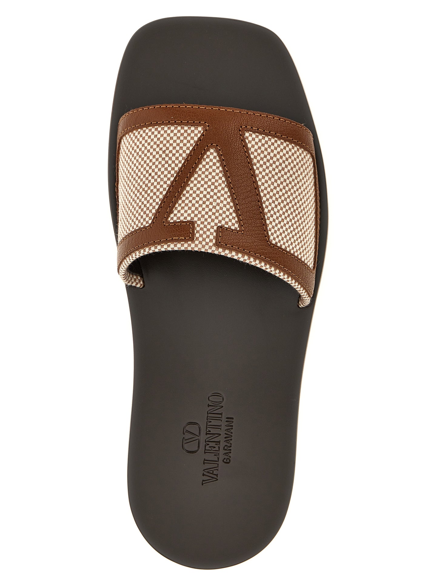 Valentino Garavani Sandalias Deslizantes Algodón Marrón