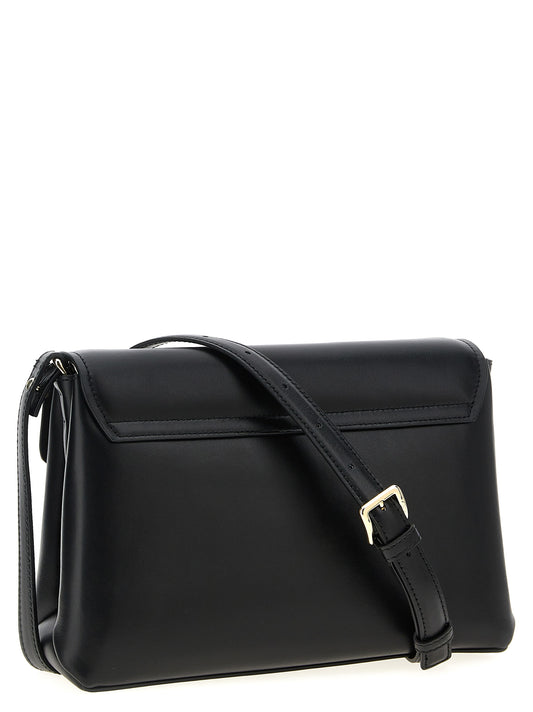 Bolso de hombro de cuero negro Furla