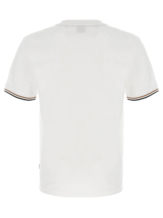 Camiseta Hugo Boss Thompson 04 Crochet en Mangas de Algodón Blanco Sostenible