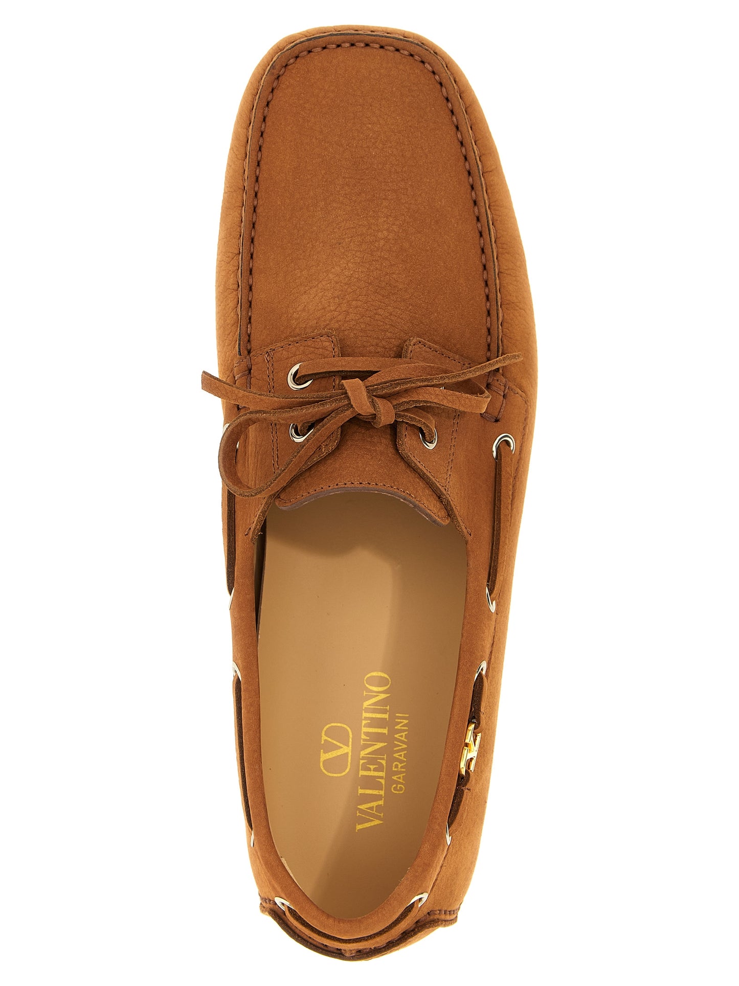 Mocasines sin cordones Valentino Garavani de piel de becerro marrón