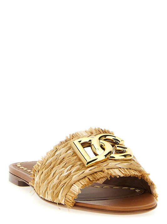 Chanclas de rafia marrones Dolce & Gabbana