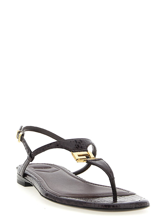 Sandalias Planas Fendi De Elastano En Color Morado