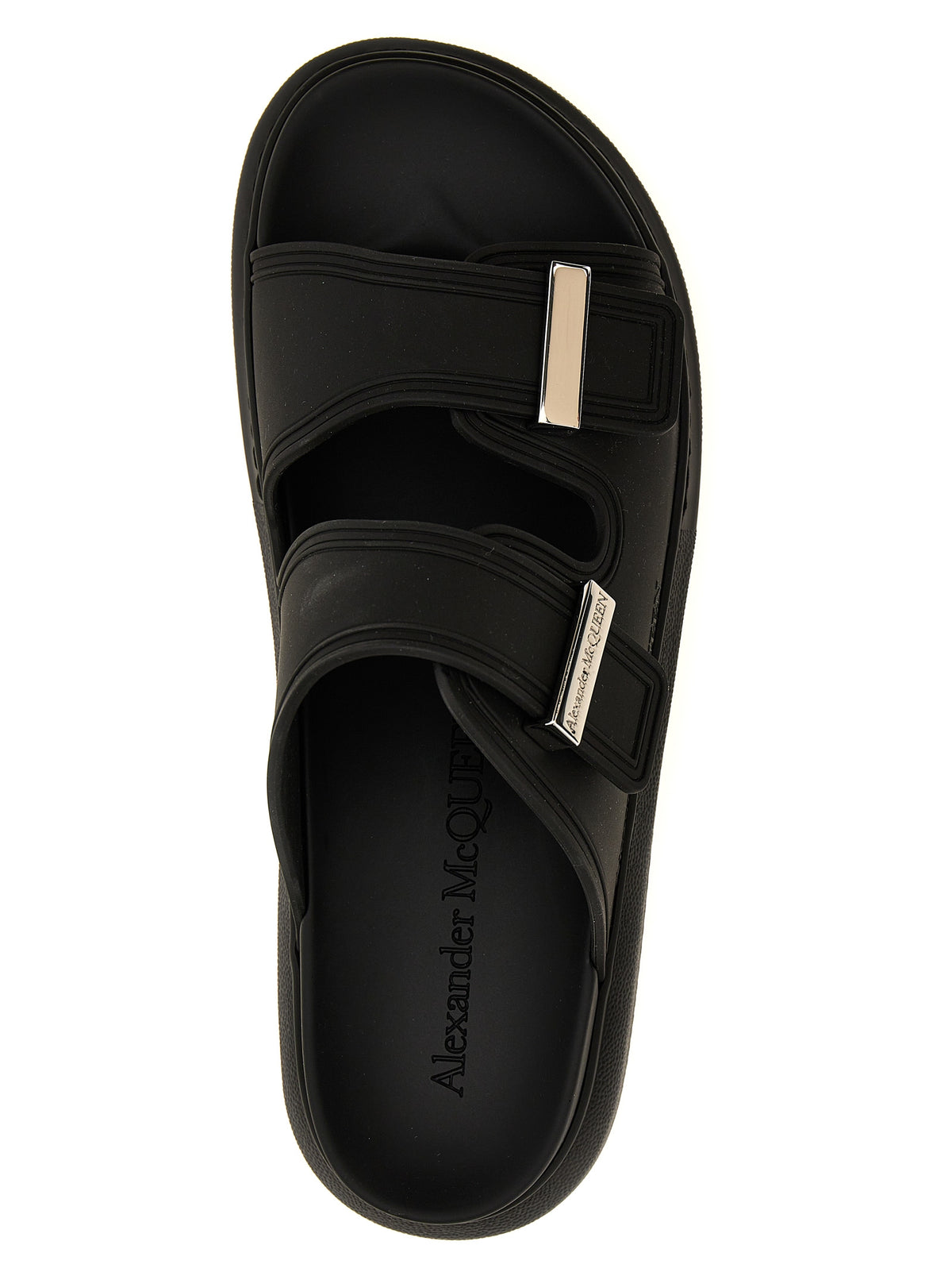Alexander McQueen Black Rubber Slide Sandals