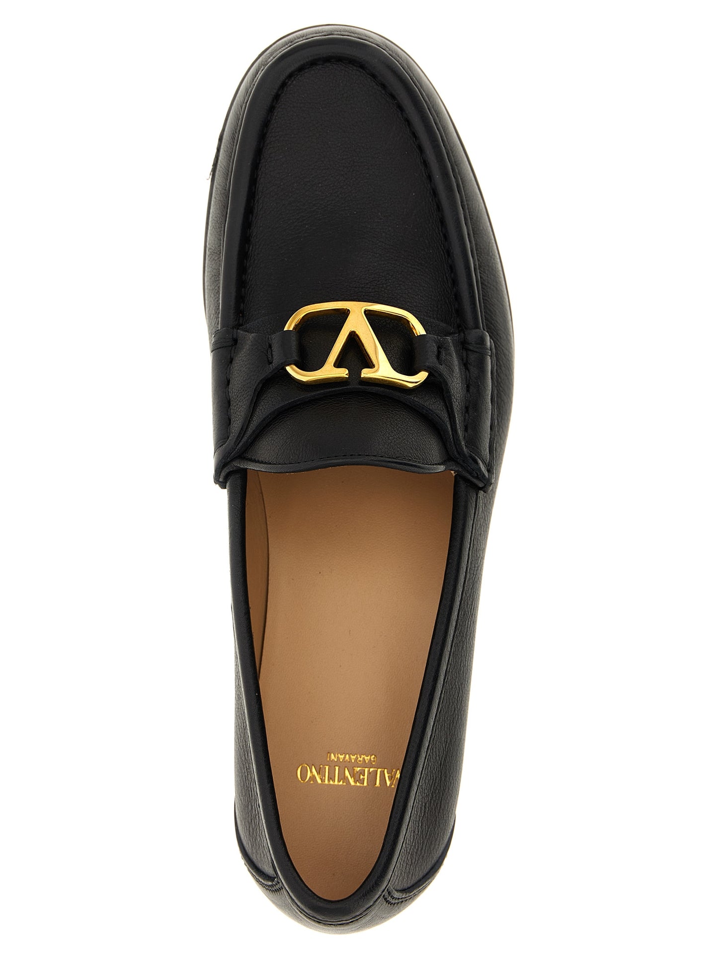 Mocasines sin cordones Valentino Garavani de cuero de búfalo negro
