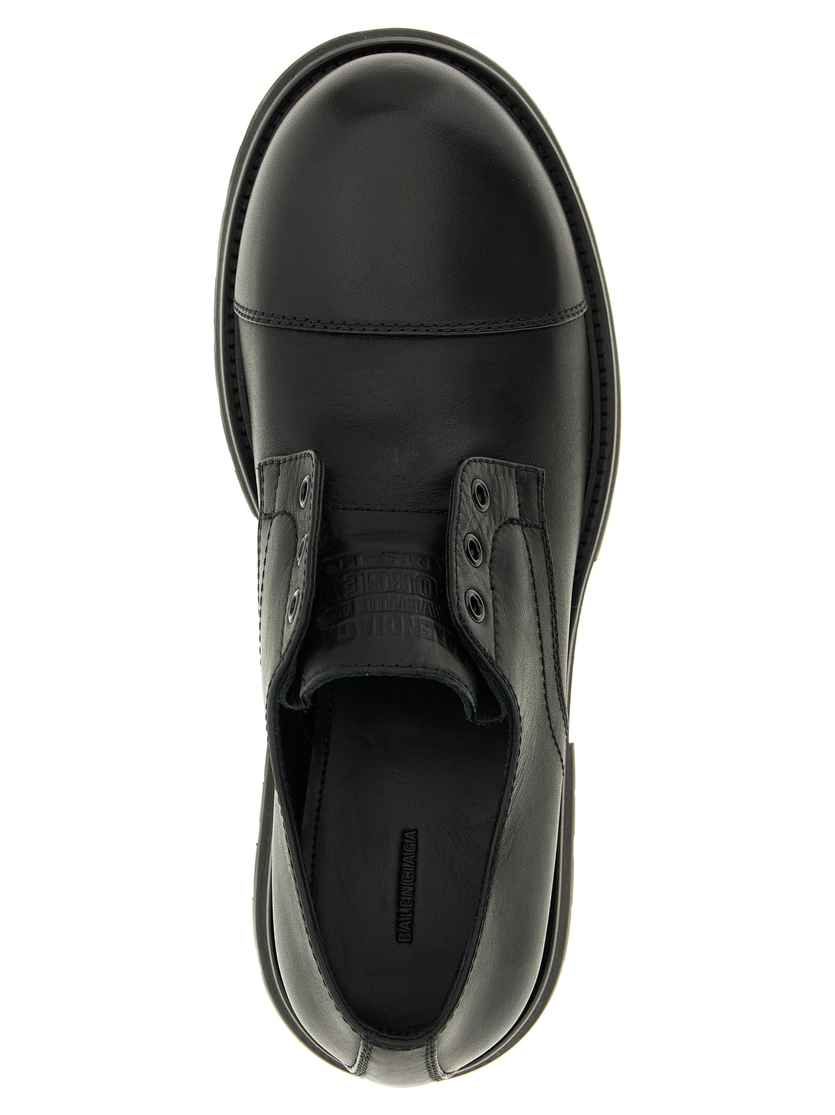 Balenciaga Black Bull Leather Derby Truck Slip-On Loafers