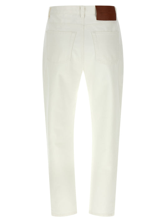 Victoria Beckham Jean Blanco de Algodón de Talle Alto
