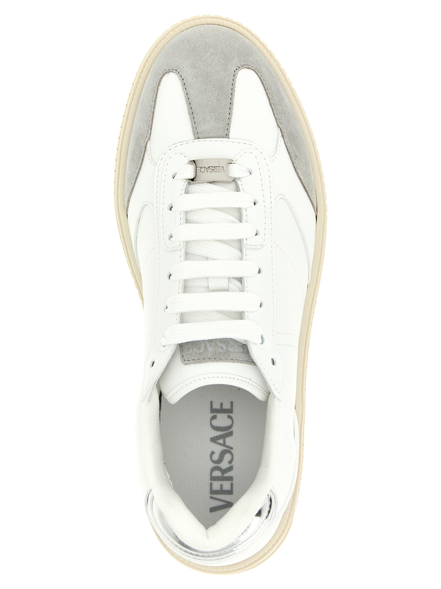 Baskets basses en cuir blanc Versace Greca Court