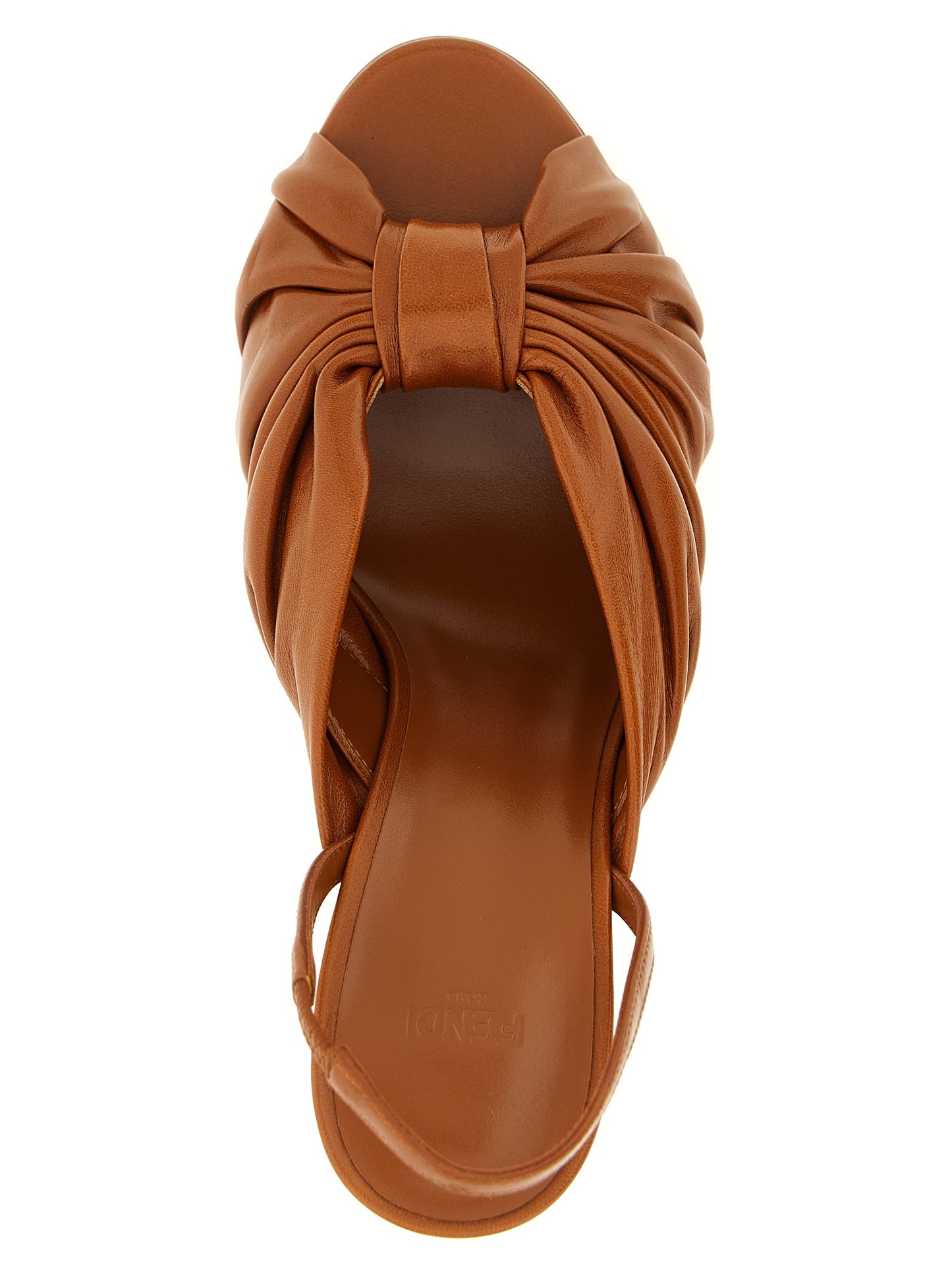 Sandalias de tacón de aguja Fendi de cuero de cordero marrón