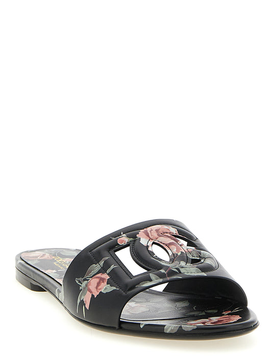 Sandalias planas Dolce & Gabbana de piel de becerro negra