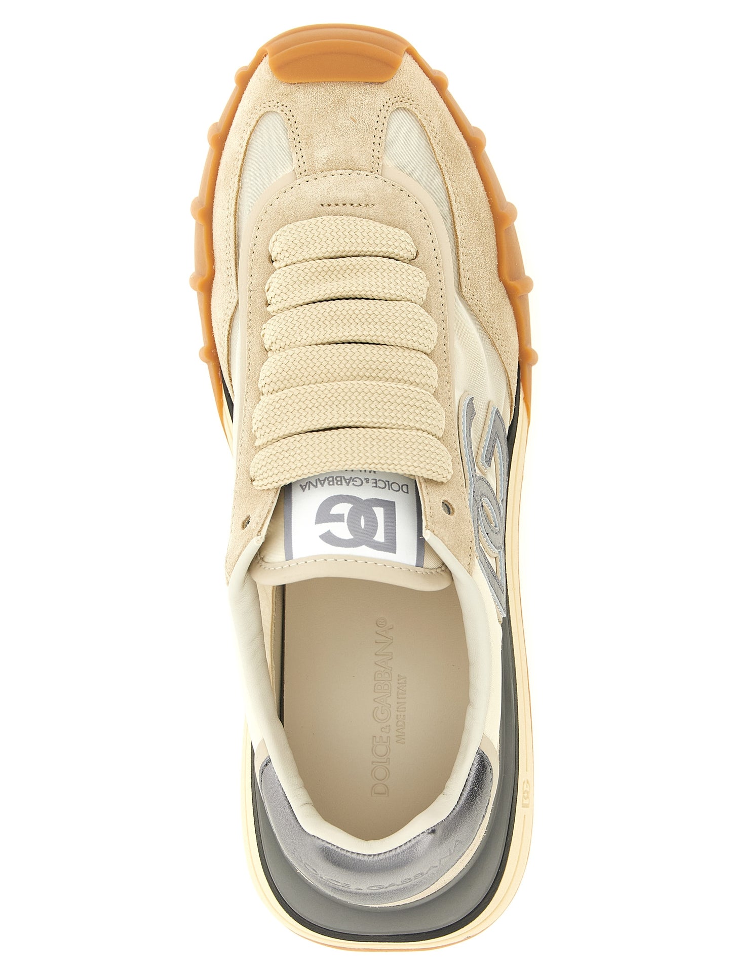 Zapatillas deportivas Dolce & Gabbana de piel de becerro plateada