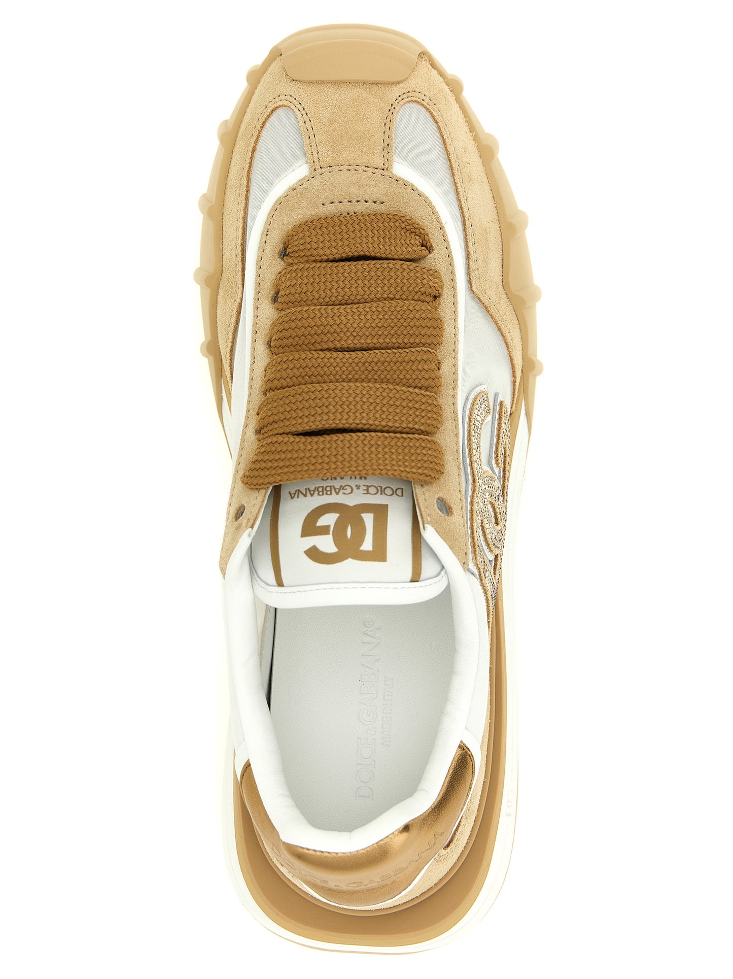 Zapatillas deportivas Dolce & Gabbana de piel de becerro color beige