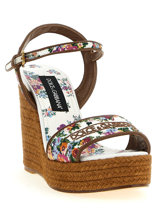 Sandalias de cuña de poliamida multicolor Dolce & Gabbana