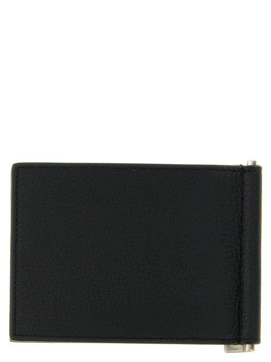 Saint Laurent Pinza para billetes de piel de becerro negra