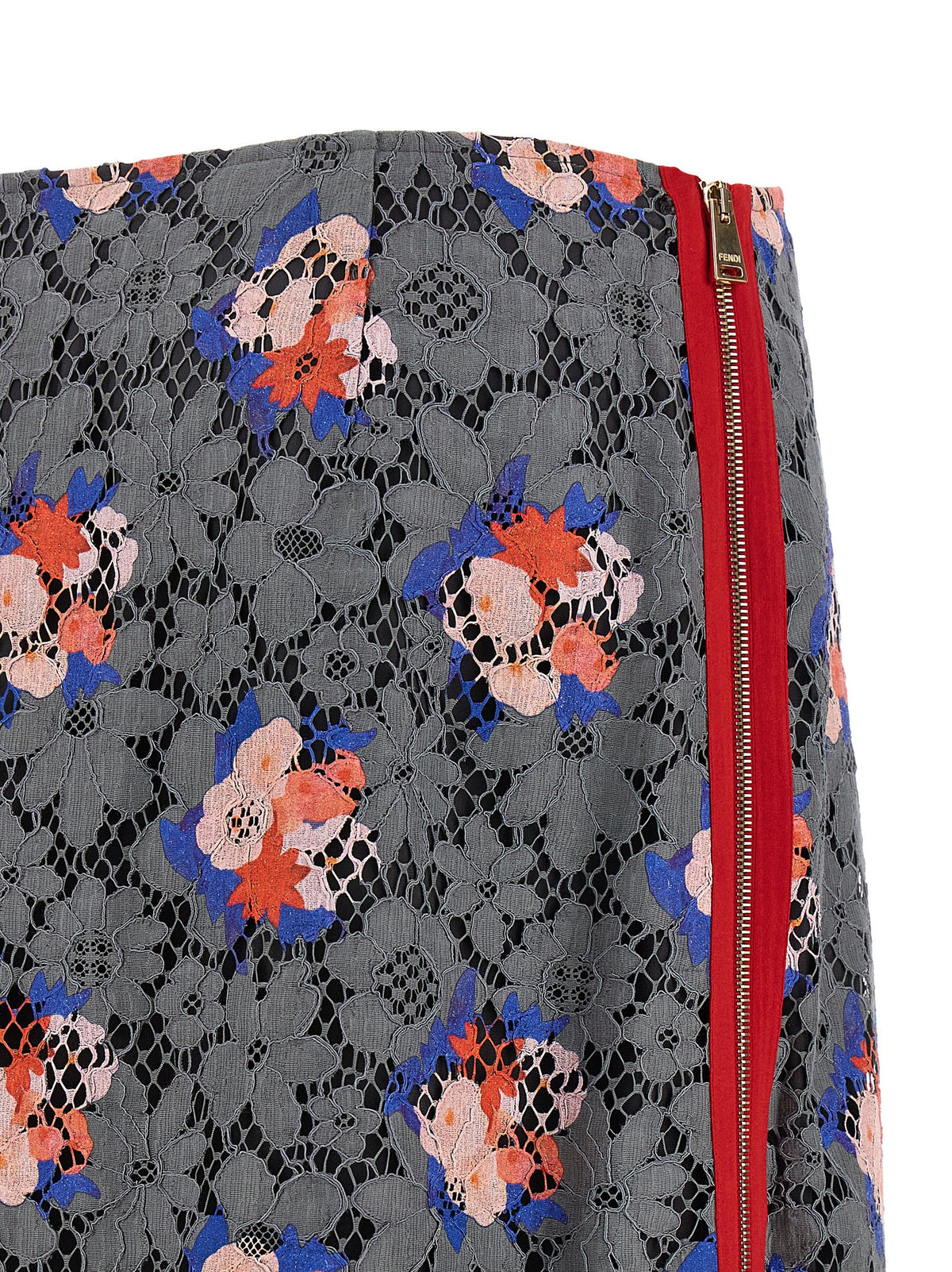 Falda Midi De Algodón Fendi Para Mujer En Color Gris