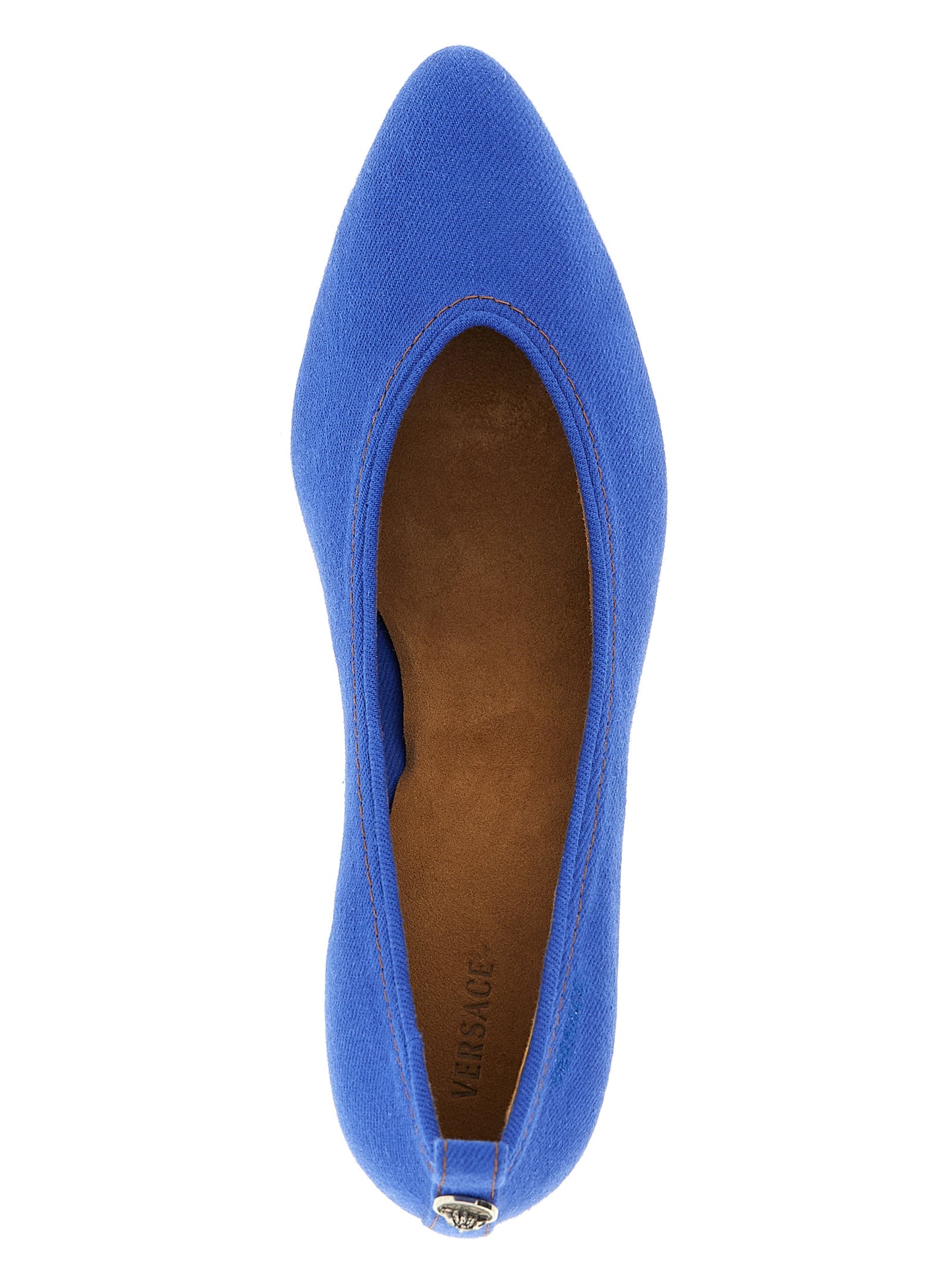 Zapatos de tacón medio de algodón azul de Versace