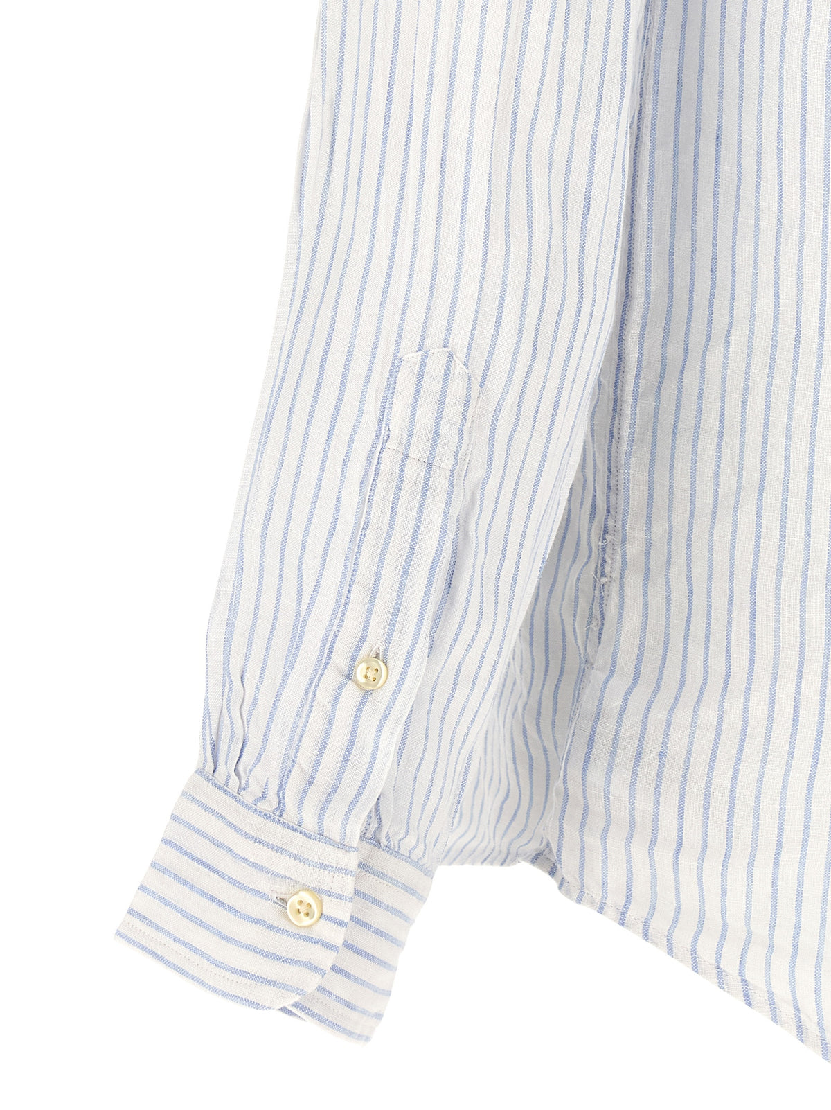 Blusa Polo Ralph Lauren De Lino Azul Con Puños Regulables