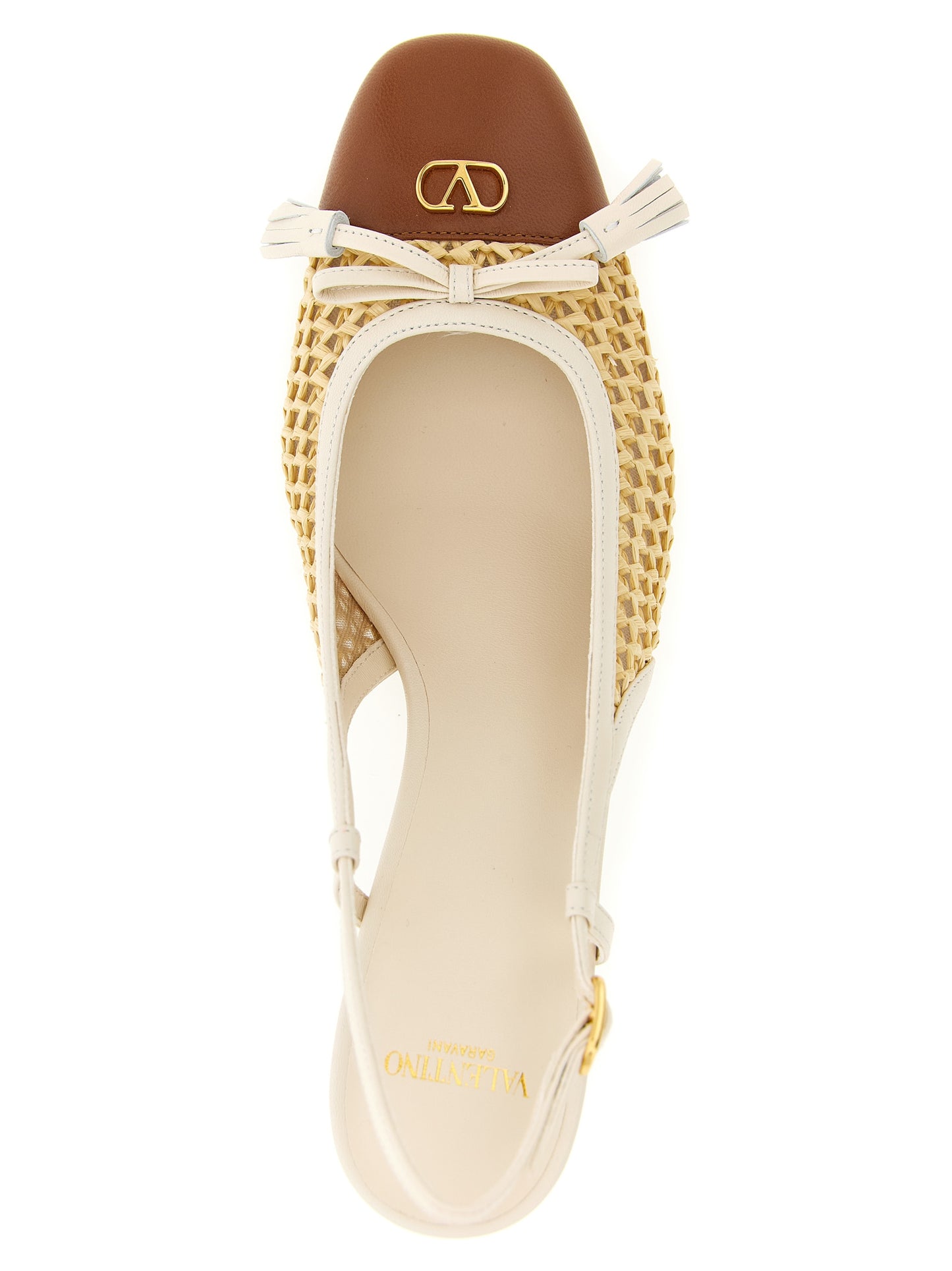 Escarpins Valentino Garavani en cuir de chèvre à talon mi-haut beige