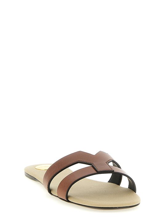 Chanclas Saint Laurent de Piel de Becerro Marrón