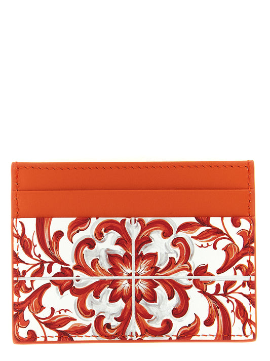 Tarjetero Dolce & Gabbana de piel de becerro naranja