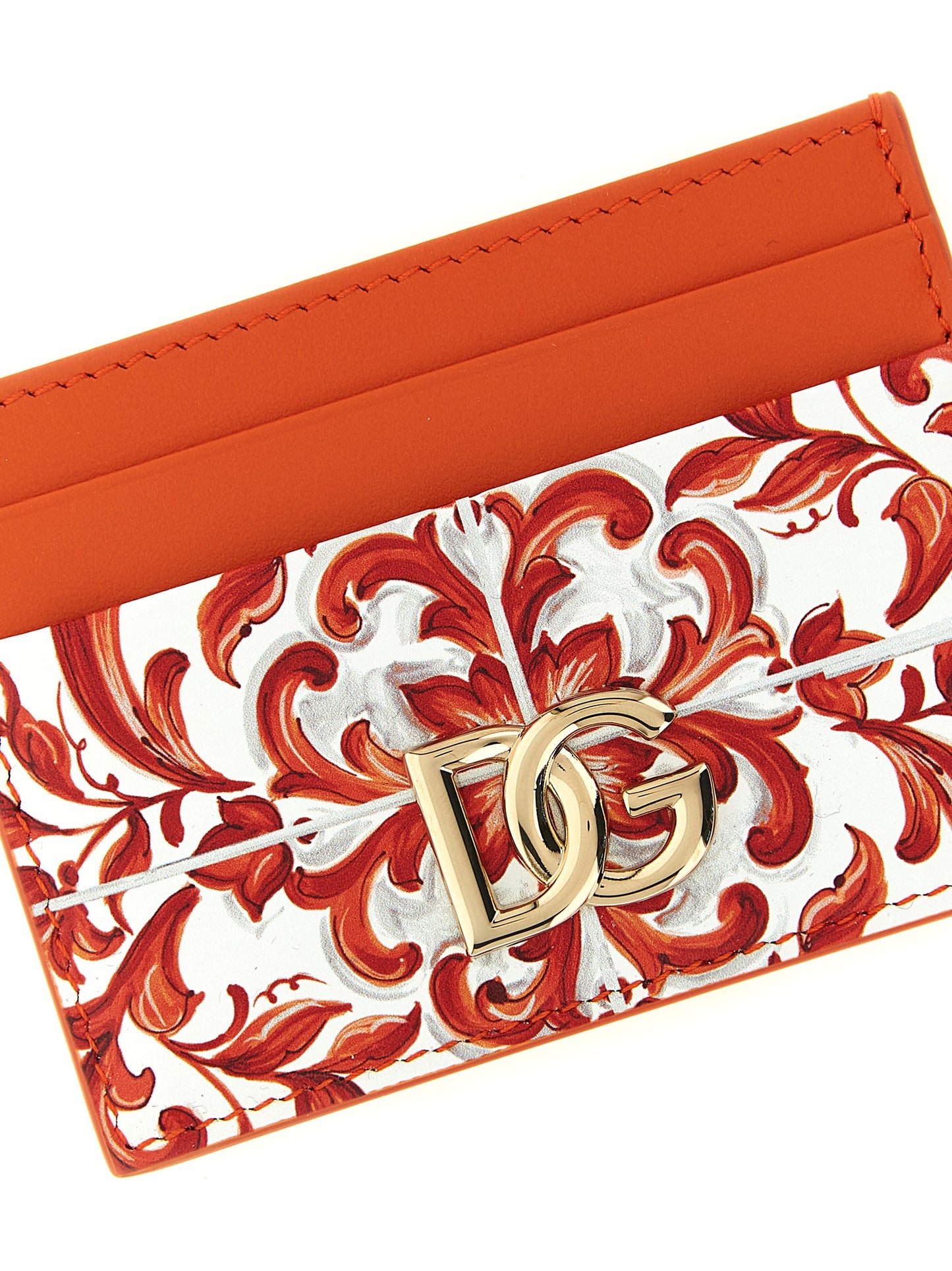 Tarjetero Dolce & Gabbana de piel de becerro naranja