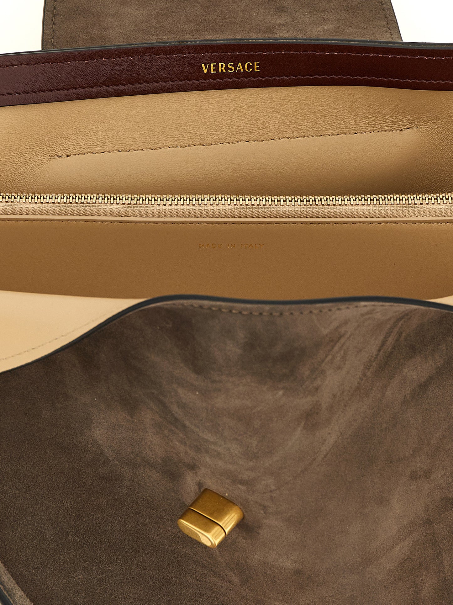 Sac à bandoulière en cuir de veau marron Versace