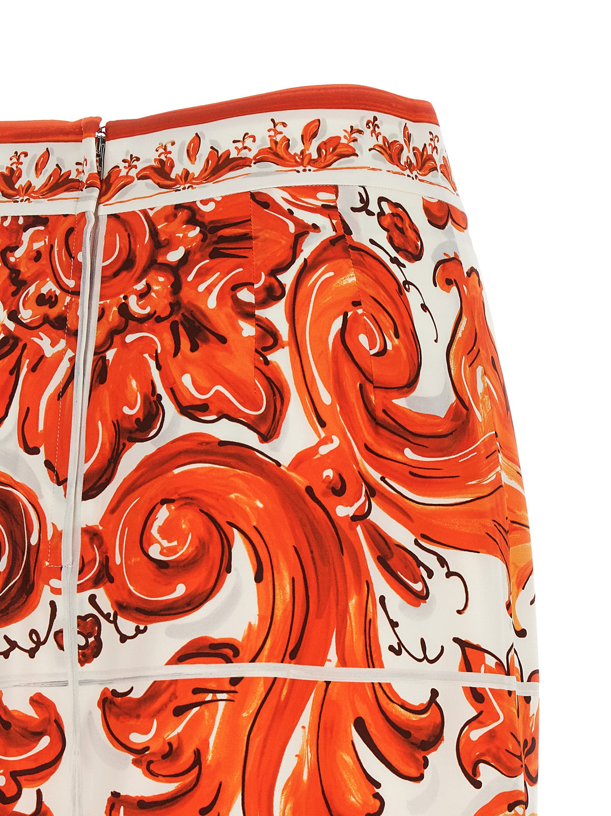 Dolce & Gabbana Refined Silhouette Orange Silk Midi Skirt