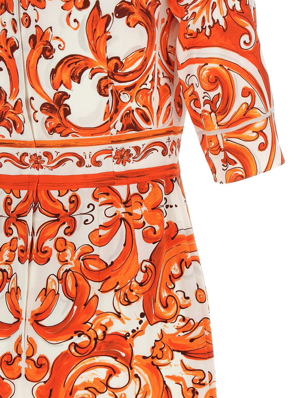 Vestido Midi De Seda Con Estampado Naranja Dolce & Gabbana
