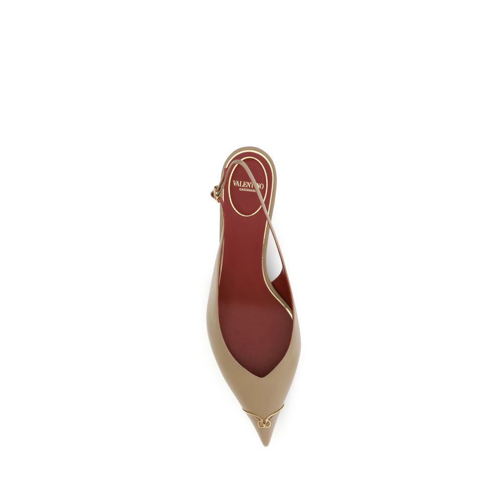 Valentino Garavani Beige Calf Leather Heeled Shoe Bos Taurus