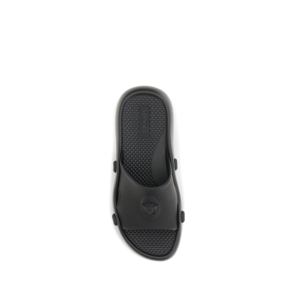 Versace Nettuno Black Rubber Contemporary Style Sandals