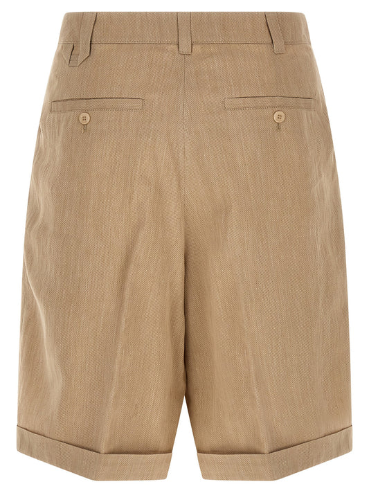 Jacquemus Pantalones Cortos Bermuda de Lino Beige