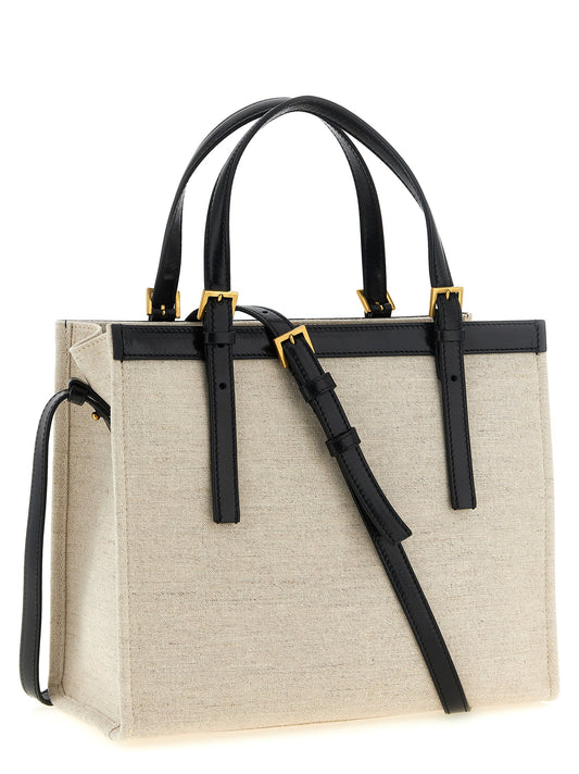 Bolso tote de cuero beige de Versace
