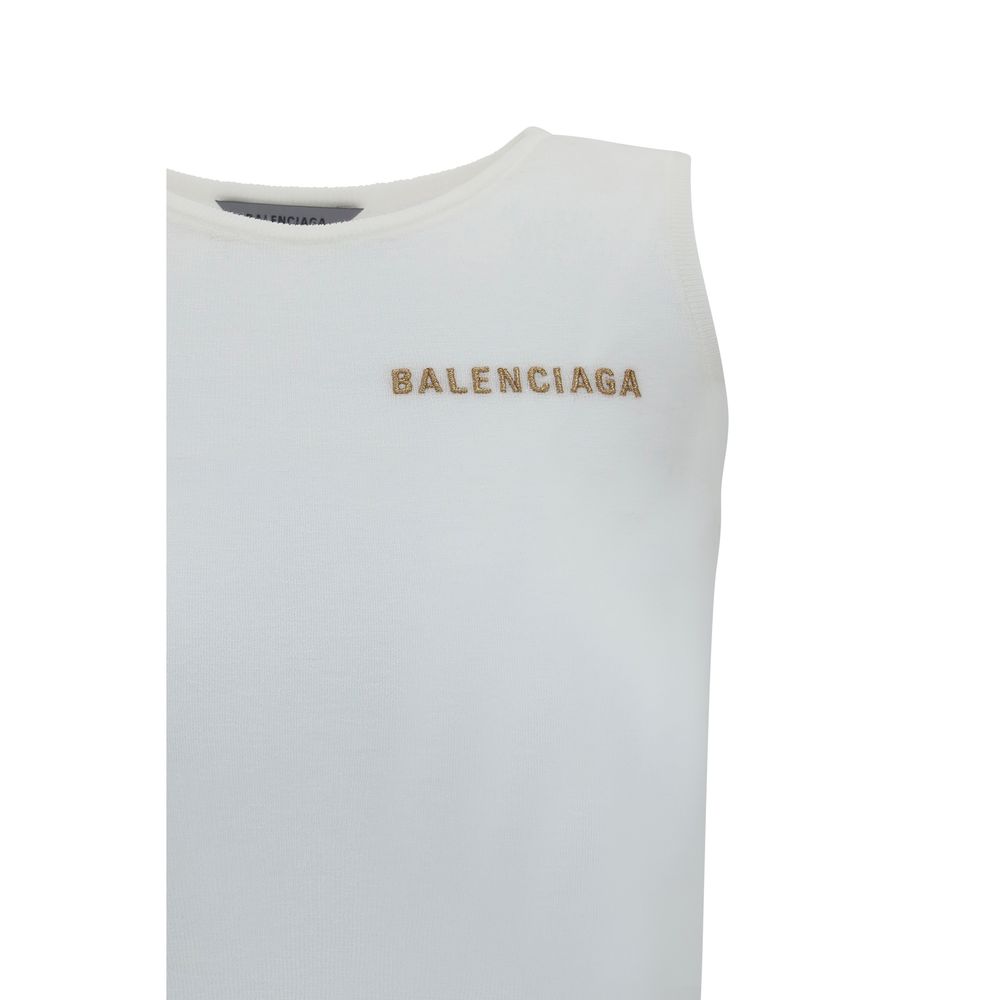 Camisetas sin mangas de algodón blancas Balenciaga