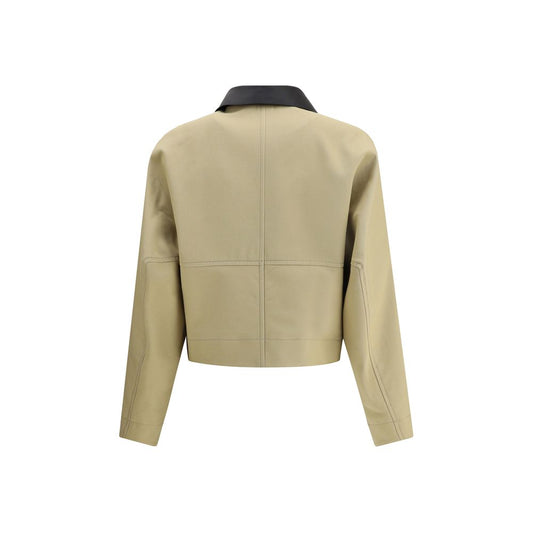 Chaqueta de algodón y cuero beige Givenchy