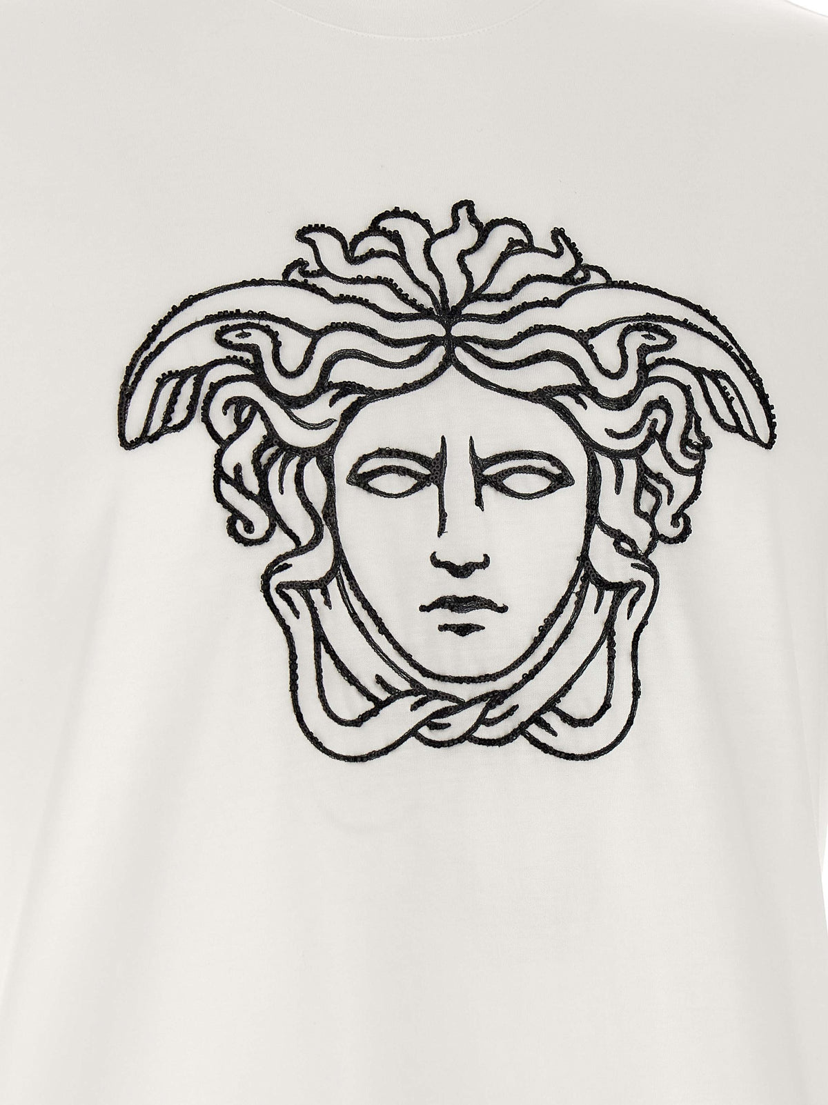 Camiseta Versace De Algodón Bicolor Con Cuello Redondo