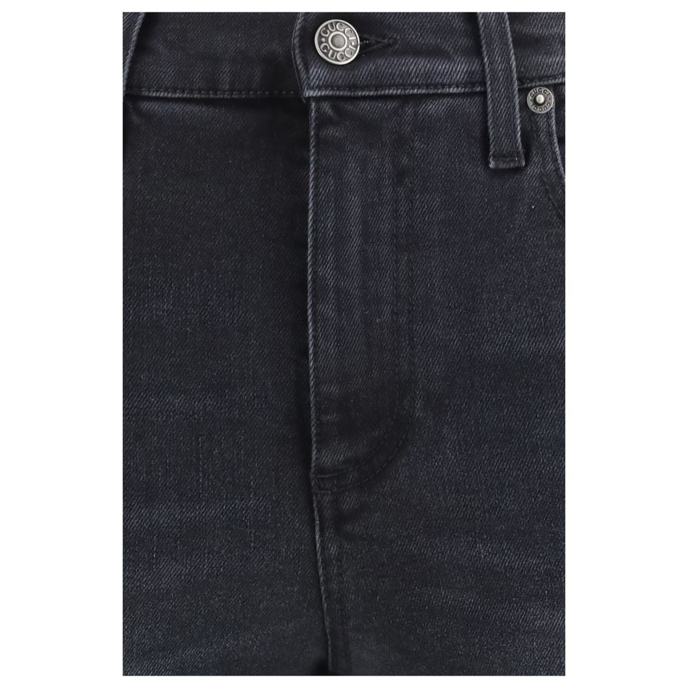 Pantalones Vaqueros Skinny De Algodón Color Negro Gucci