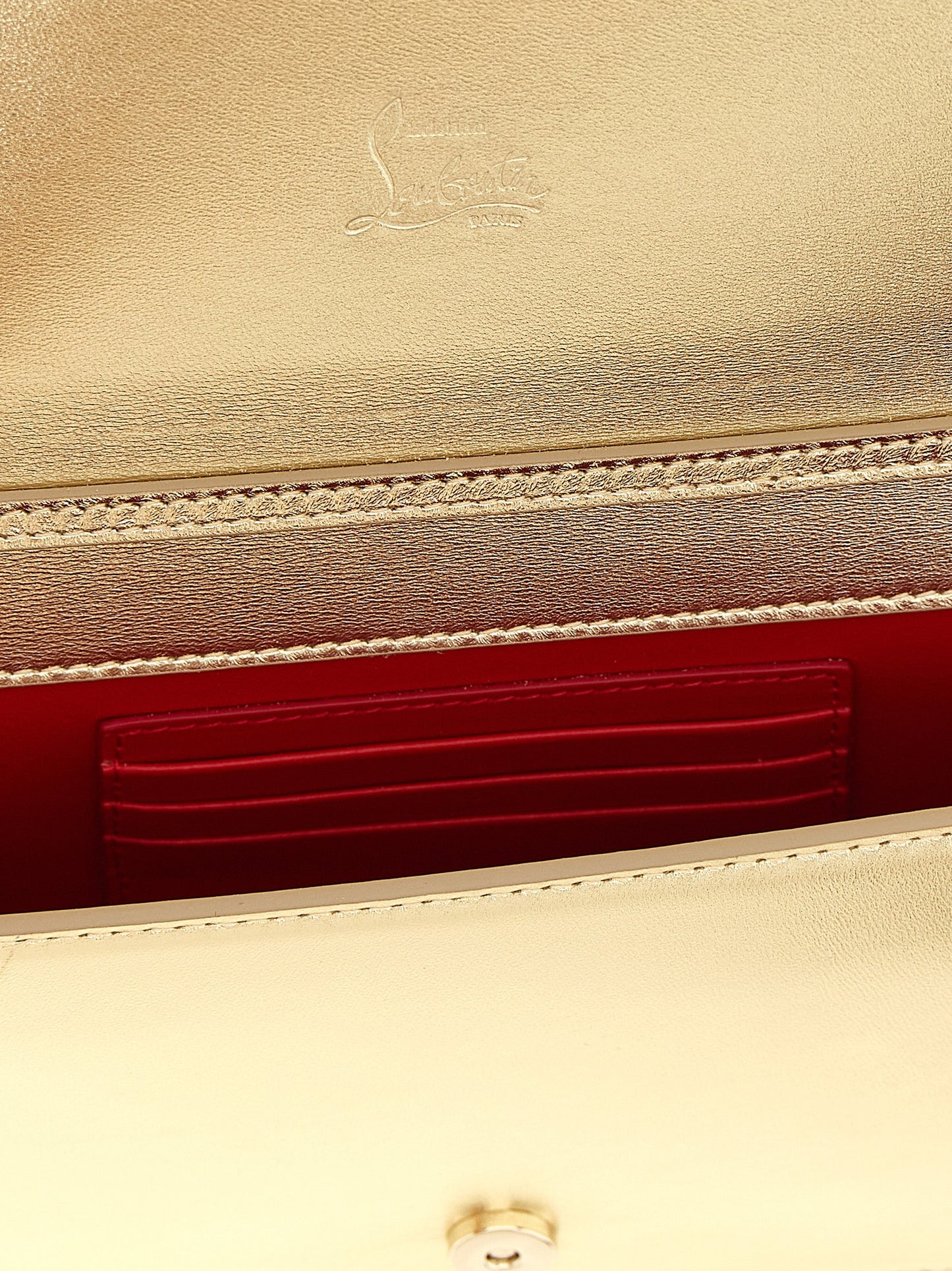 Bolso de mano Christian Louboutin de piel de cordero dorada