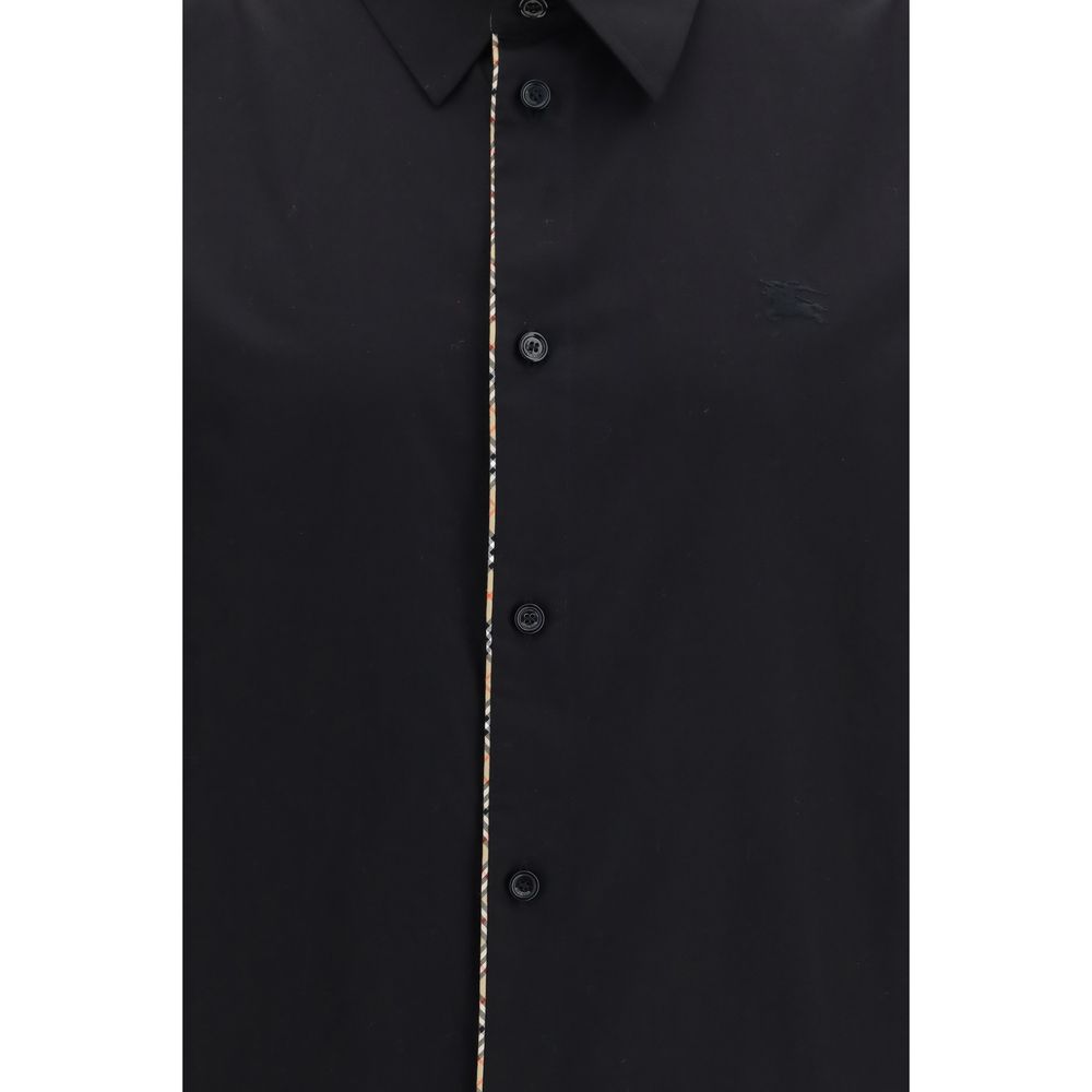 Burberry Camisa De Vestir - Algodón Poplin Negro Ajuste Regular