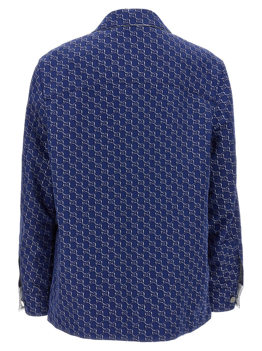 Chaqueta motera Gucci de algodón azul