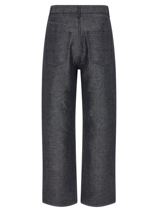 Fendi Jeans de lino gris de pierna recta