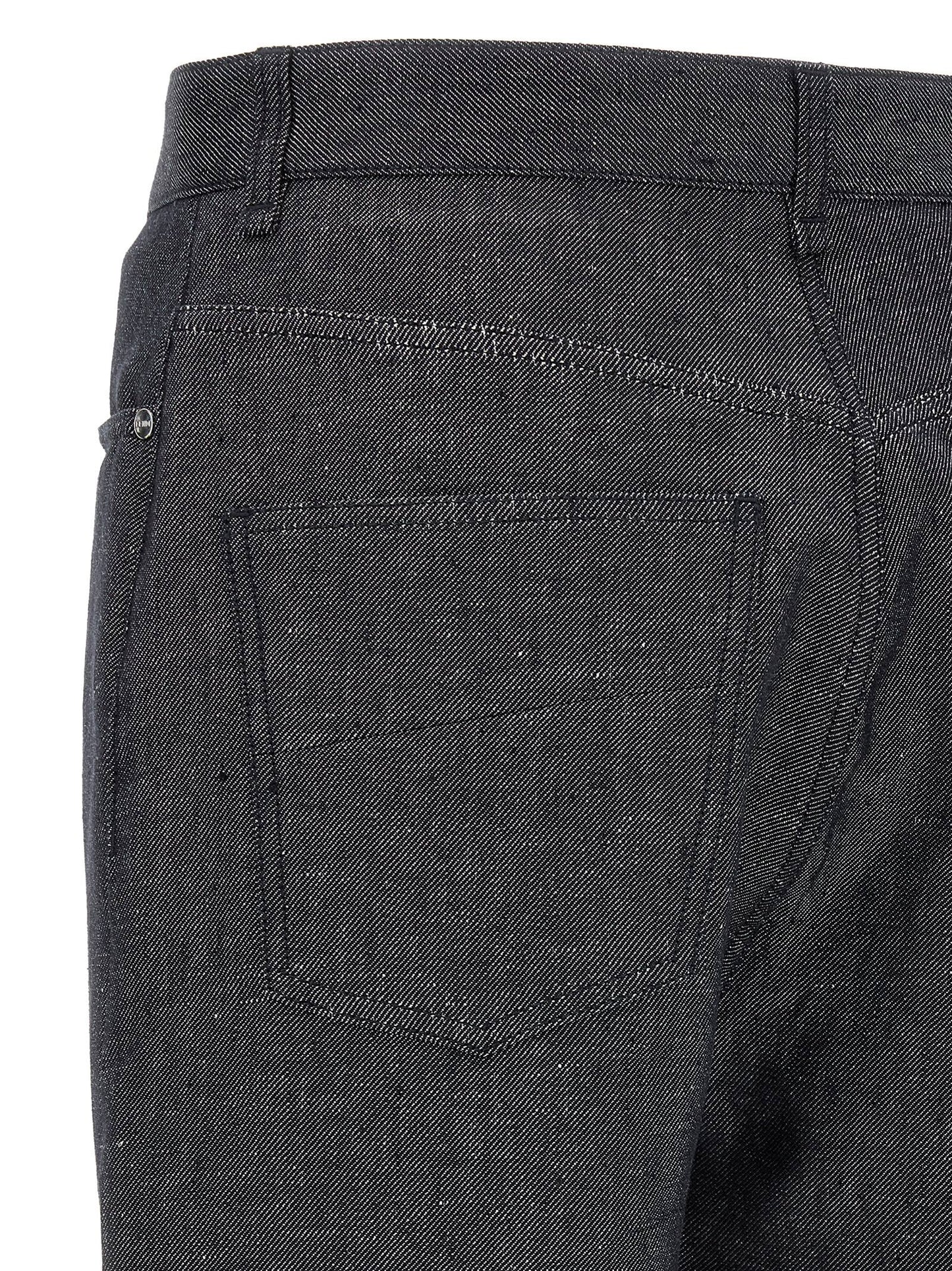 Jean droit en lin gris Fendi
