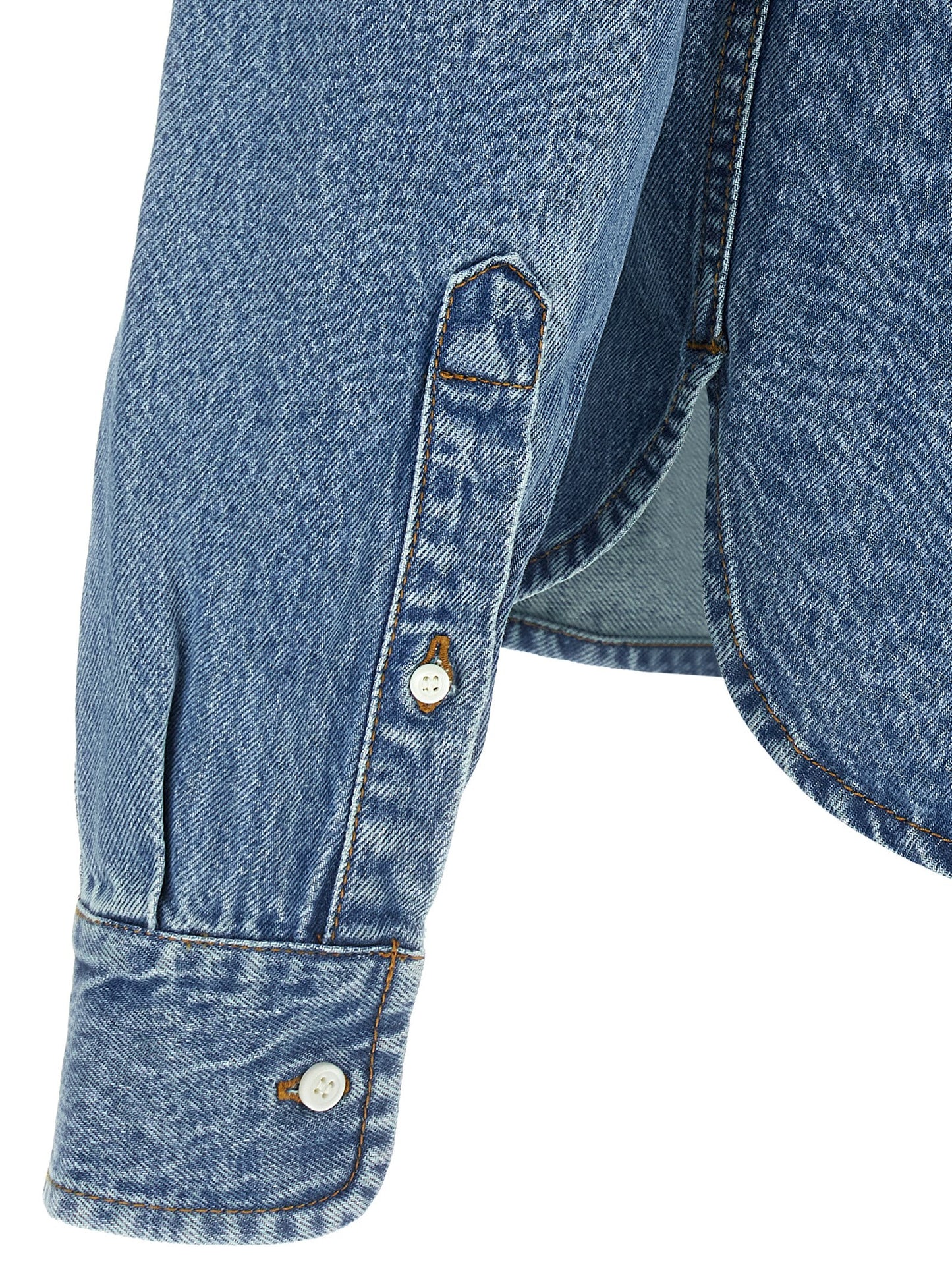 Jacquemis Washed Blue Cotton Dropped Shoulder Shirt