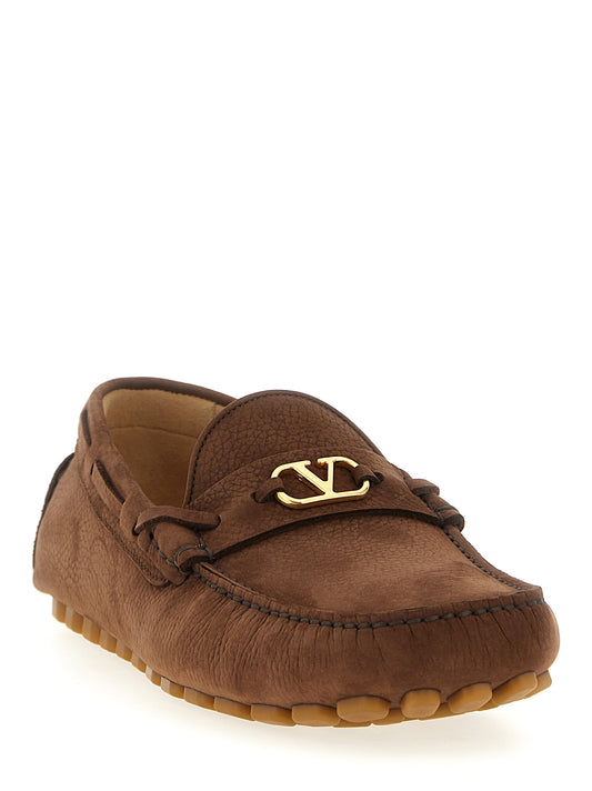 Mocasines sin cordones Valentino Garavani de piel de becerro marrón