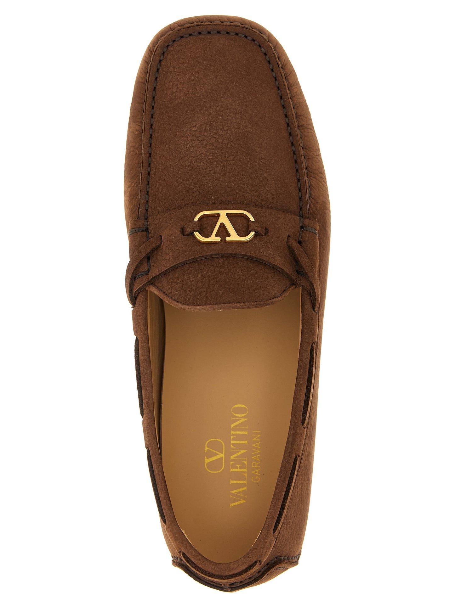 Mocasines sin cordones Valentino Garavani de piel de becerro marrón
