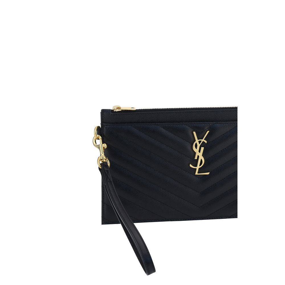 Saint Laurent Clutch Piel De VacunoNegra Colección Bos Taurus
