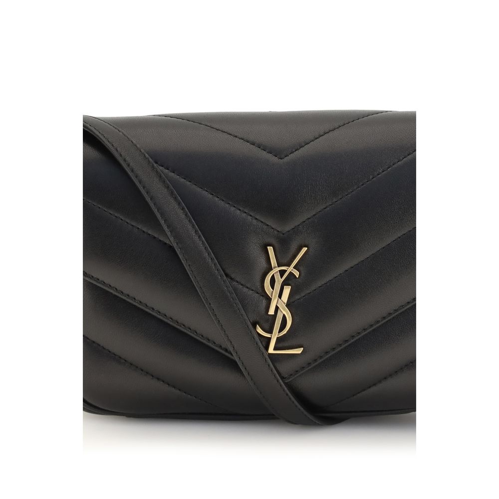 Bolso de hombro Saint Laurent negro de piel de cordero Ovis Aries Aries
