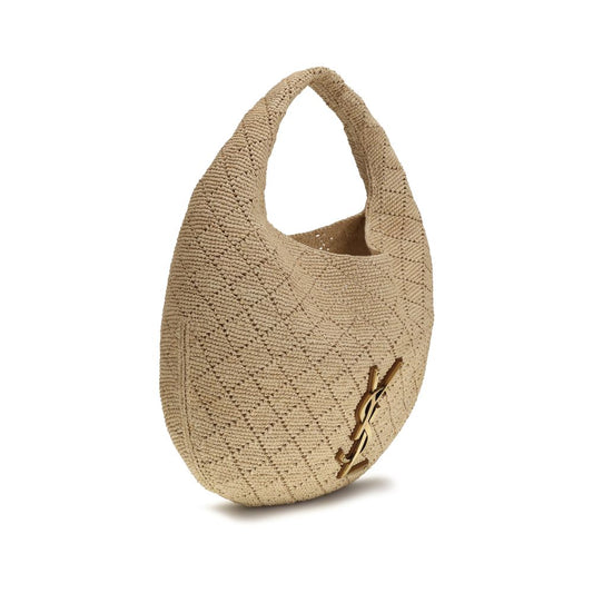 Bolso de hombro Saint Laurent de rafia beige
