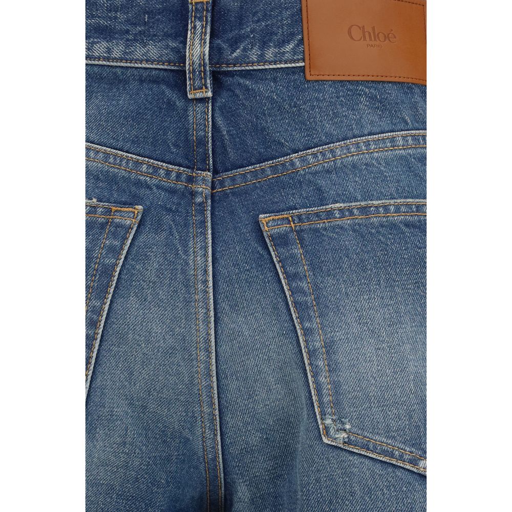 Vaqueros Chloé De Algodón Con Corte Botamanga Y Acabado Azul