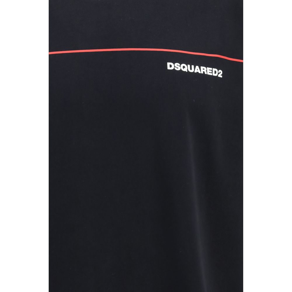 Camiseta De Algodón Negra Con Corte Holgado Dsquared²